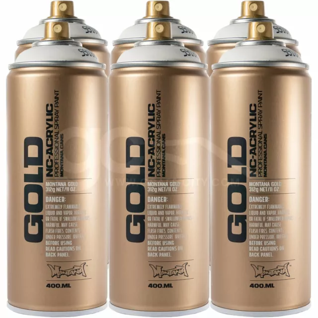 Montana Gold SHOCK WHITE 6 Spray Paint - Semi-Gloss Low Pressure - 6x400ml Cans