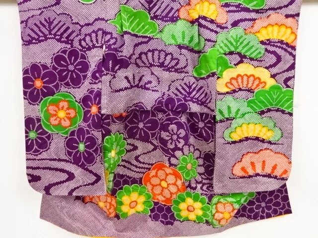 80346# Japanese Kimono / Antique Kimono For Girls / Embroidery / Stream With Pin