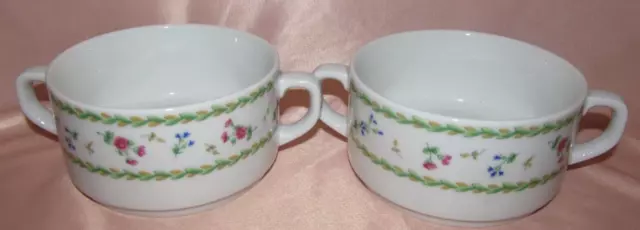 Lote De 2 Bols A Caldo Tazas Porcelana Bernardaud Limoges Artois Verde