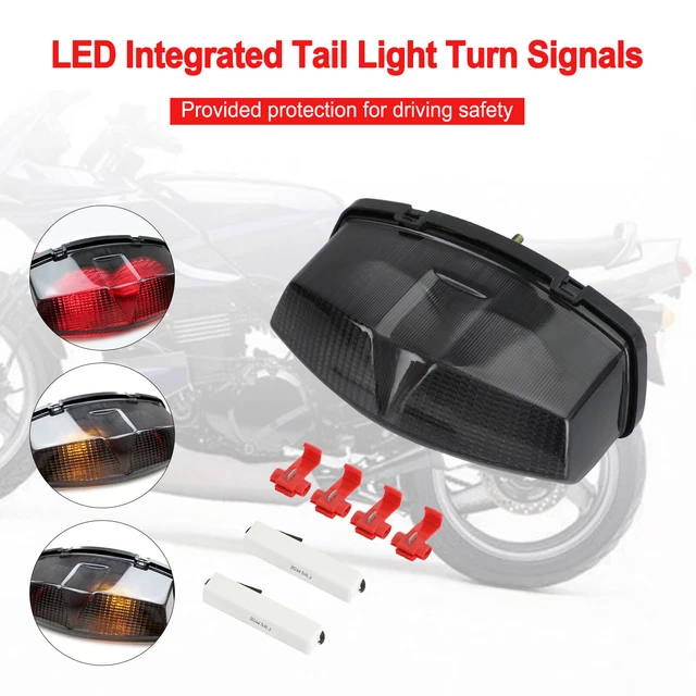 LED Integrated Tail Light Int Turn Signals KAWASAKI Ninja 500 R ZX-7R Black