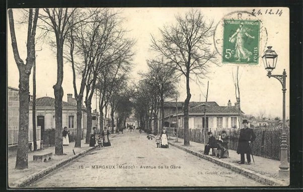 CPA Margaux, Avenue de la Gare, Rue de la Gare 1914