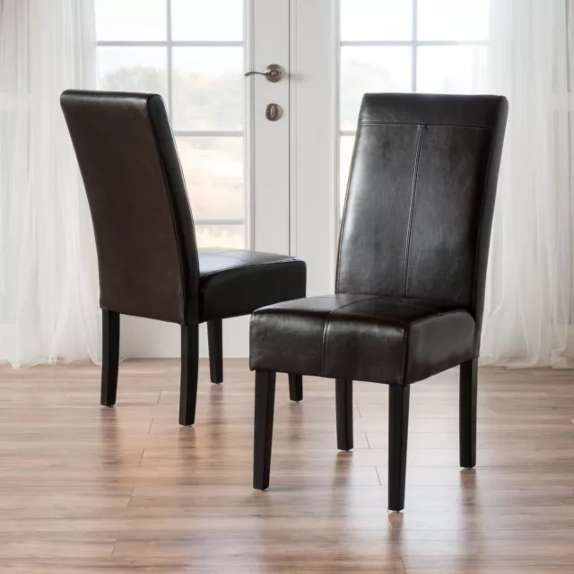 Emilia Chocolate Brown Leather Dining Chair (Set of 8)