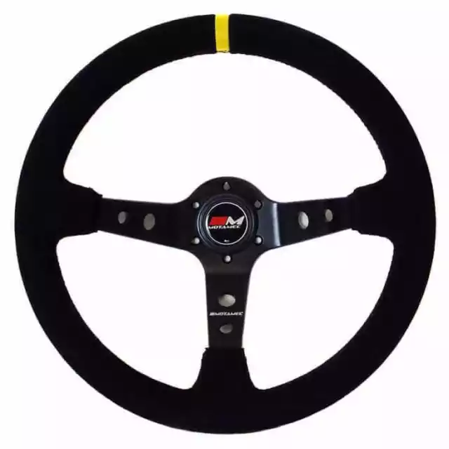 Motamec Black Deep Dish 350mm Suede Steering Wheel