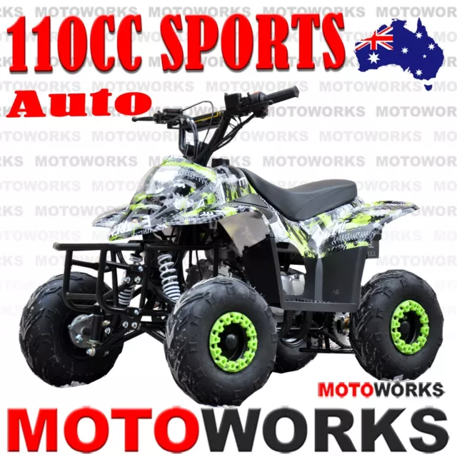 MOTOWORKS 110CC sports Auto ATV QUAD Dirt Bike Gokart 4 Wheeler Buggy kids green
