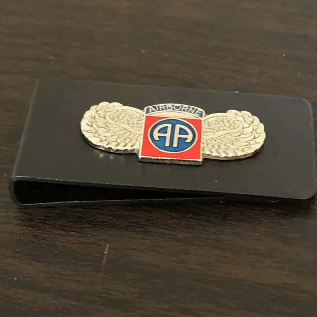 82nd Airborne Division Stainless Steel Black Money Clip New In Gift Box  US ARMY
