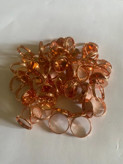 Wholesale Job Lot 35 x Rose Gold Coloured Adjustable cabochon inset ring blanks