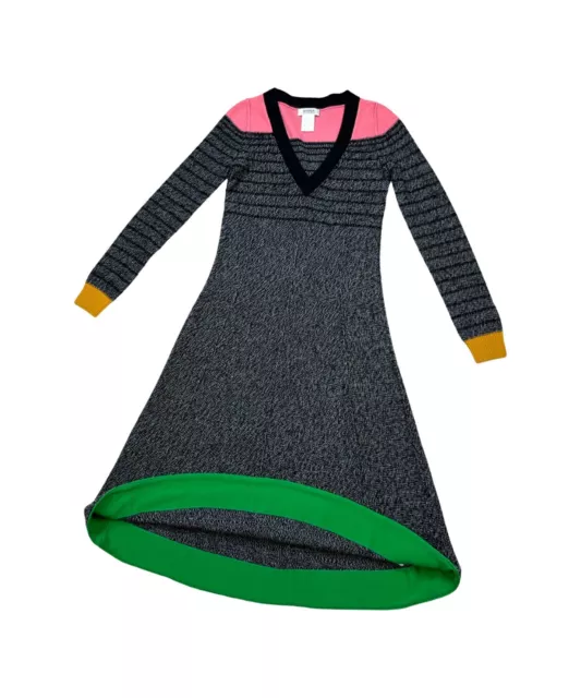 Sonia Rykiel 100% Wool Long Dress N-Neck Multicolored