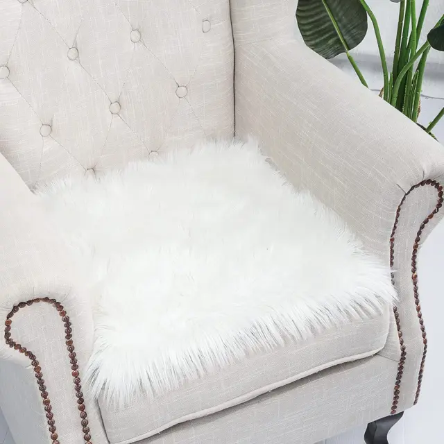 Alfombra de lujo súper suave esponjosa asiento peludo cojín piel de oveja sintética para sofá piso C