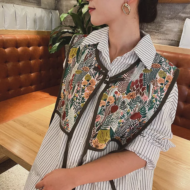 Women Embroidered Shoulder Scarf Shawl Wrap Floral Shirt Fake Collar Decorati Sp