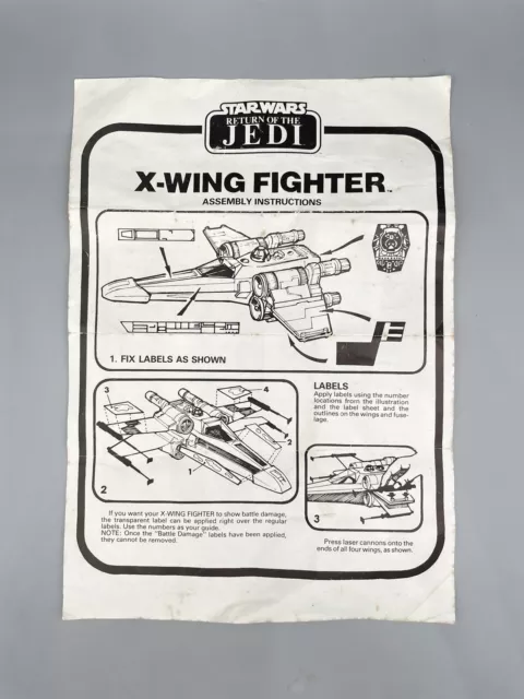 Vintage Star Wars X-Wing Fighter Istruzioni Palitoy Stampato in Francia