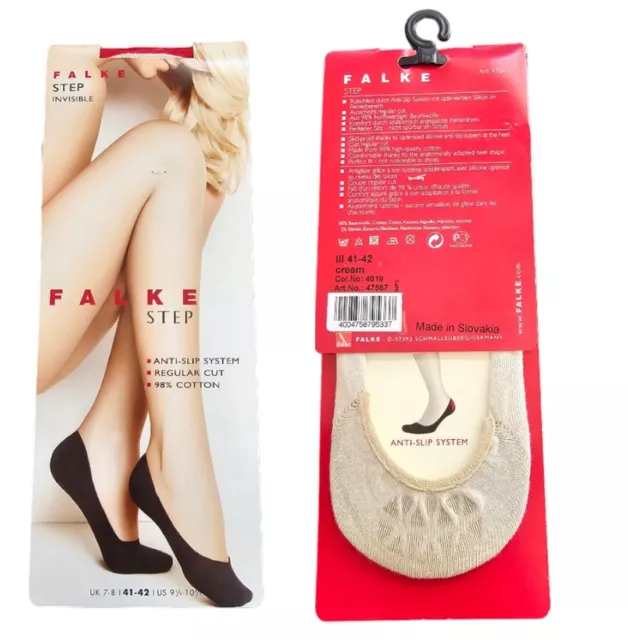 Falke 47567 Step Invisible Socks Size 41-42 (9.5-10.5 US) Cream Anti-Slip NEW