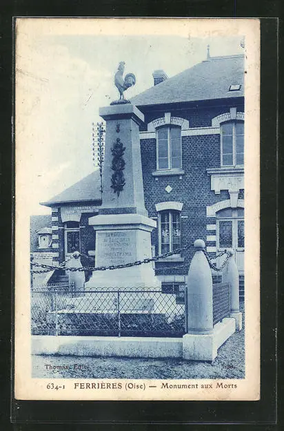 CPA Ferrières, Monument aux Morts 1933