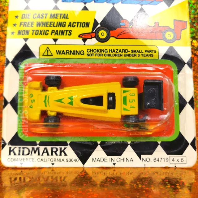 KIDMARK MINI INDY RACER yellow vintage die-cast race car collectible F1 vtg RARE 2