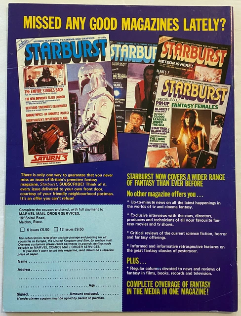 STARBURST SCI-FI MAGAZINE Issue 30 1981 Terror Train Changeling Brian ...