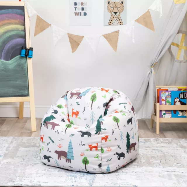Kids Printed Bean Bag Childrens Bedroom Chair Filled Beanbag High Rest