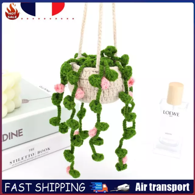 Hanging Basket Car Ornaments Wool Rearview Mirror Potted Plant Pendant Decor (B)