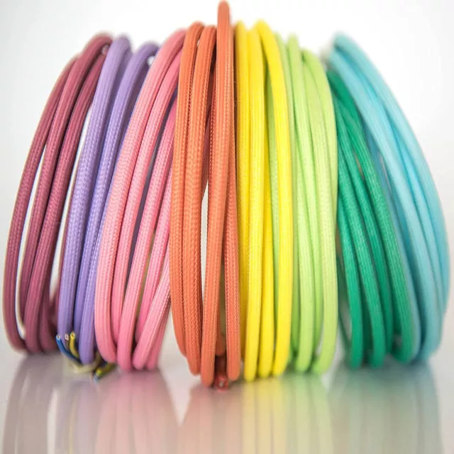 5m Fil électrique Tressé Gaine Tissu Câble Wire Corde Vintage Ampoule