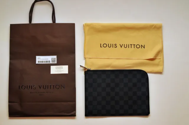 Authenticated Used Louis Vuitton Bag Damier Graphite Pochette Jules PM Dark  Gray x Silver Hardware Canvas Clutch Second Men's N60113