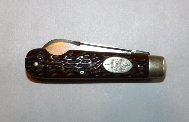 HAMMER Brand EASY Open JACK Scout KNIFE Bone HANDLE Be PREPARED As-IS