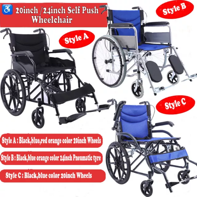 Adult Wheelchair Self Propelled Folding Lightweight Transit Travel Wheelchair