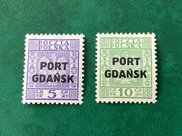 🇵🇱 Poland - Polish post in Danzig - Port Gdansk 1934  MH 2 st. of 3 10 signed