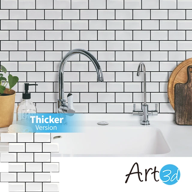 Art3d Subway Tiles Peel and Stick Backsplash  12"x12" ,10 Tiles, Thicker Design