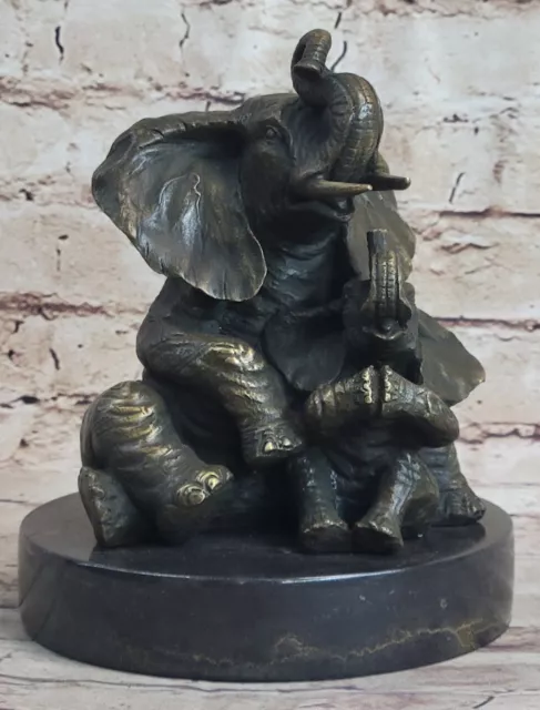 Éléphant Avec Bébé Statue Figurine Sculpture Bronze Maison Jardin Décorative Art