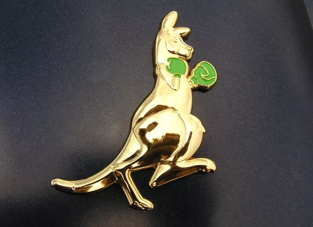 BOXING KANGAROO CAR BADGE Australia GOLD PLATED Metal Emblem fits FORD - Holden