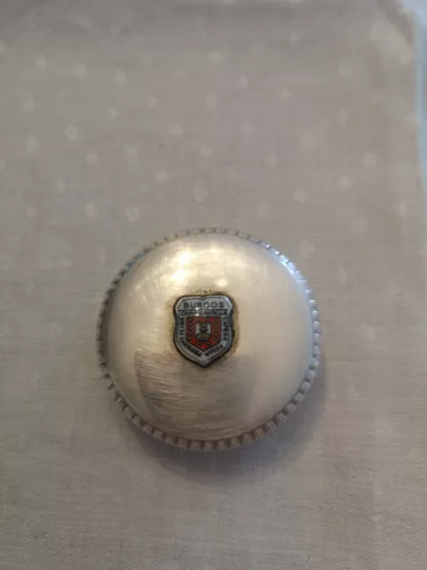 *Petite Boîte À Pilules En Argent Avec Poinçon, Décor Écusson Espagnol Burgos