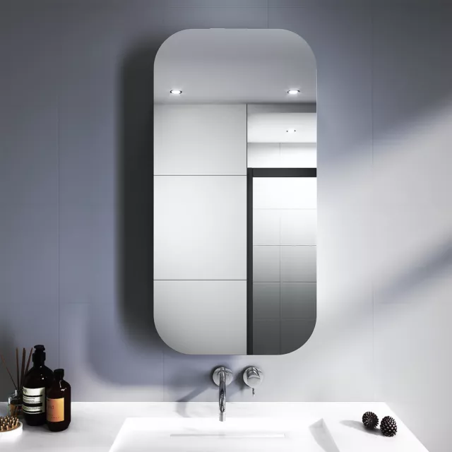 Rectangle Mirror Cabinet Medicine Shaving Bathroom Wall Hung Black 450x900mm