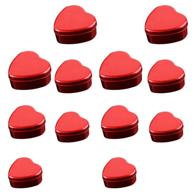 12 pz scatola di latta bianca a forma di cuore portacandele caramelle contenitore per biscotti