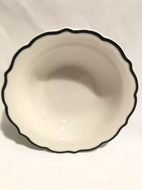 Syracuse China Restaurant Ware-6.5” White/Black Scalloped Rim Bowl