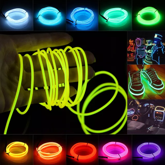 1M 2M 3M LED Flexible EL Wire Neon Glow 3V 12V Light USB Controller Party Decor