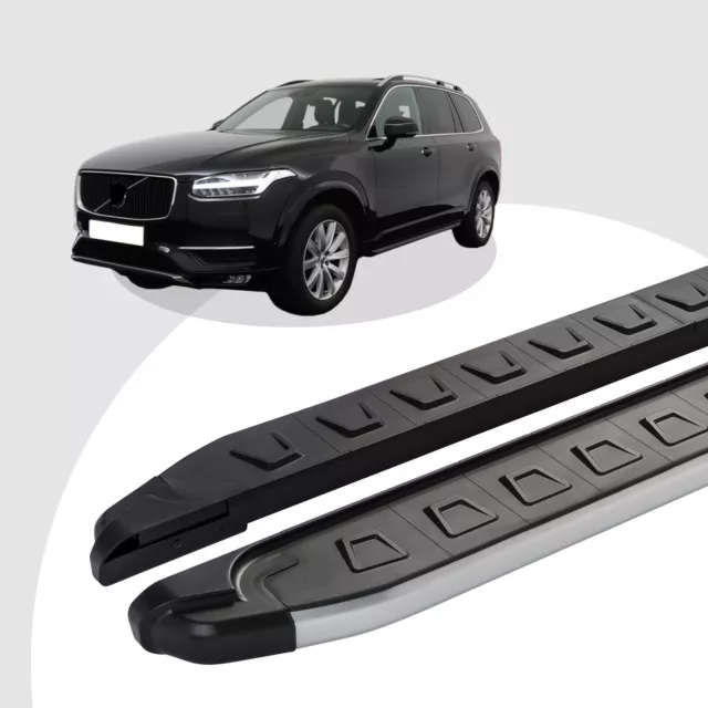 Trittbretter passend für Volvo XC90 ab 09/2014 (Model: NEWS, Farbe: Grau) mit AB