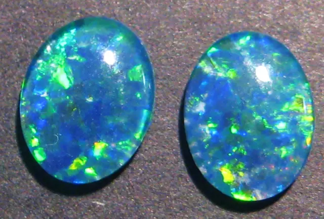 Bright pair of Natural Australian Opal Triplets 9x7mm  (1998)