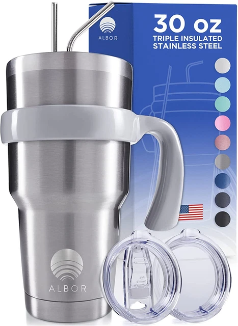 ALBOR Insulated Tumbler with Lid and Straw 30 Oz Insulated Coffee Mug with Handl