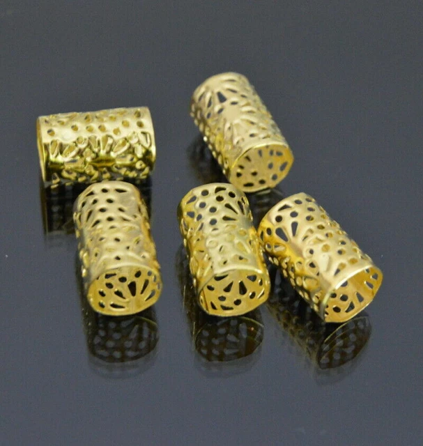 Haarperlen Bartschmuck Perlen Metall B10mm B15mm Dreadlocks Haarzopf Bartperlen