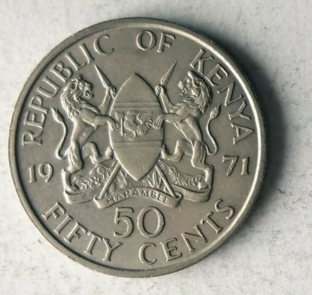 1971 Kenia 50 Cent - Hochwertig Münze Kenia Bin #1