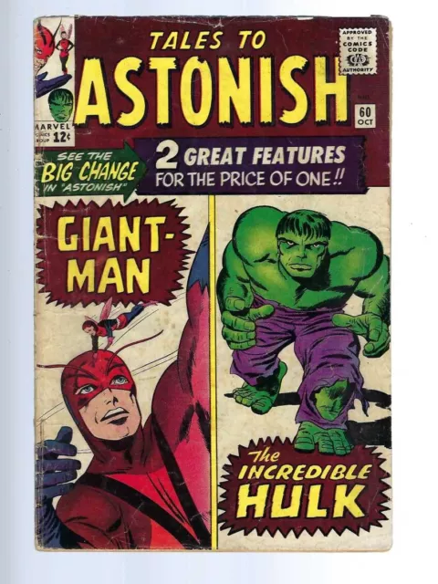 Tales To Astonish 60 -  Key Issue Hulk Stories Begin -  Silver Age Marvel Comics