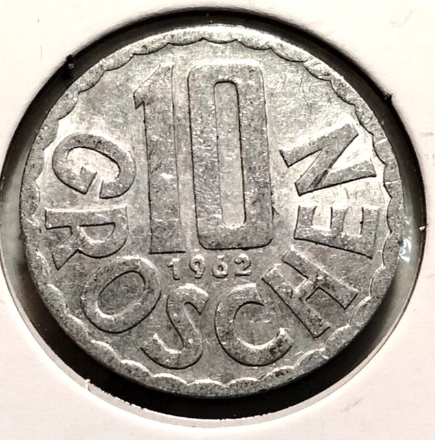 1962  AUSTRIA  10 Groschen  Coin -  KM# 2878 - Combined Shipping (#INV9078)
