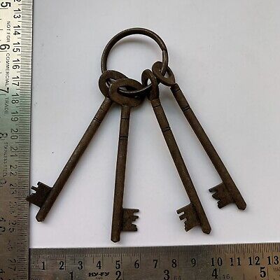 iron padlock lock Ornate rustic key rich patina, 4 Pieces.