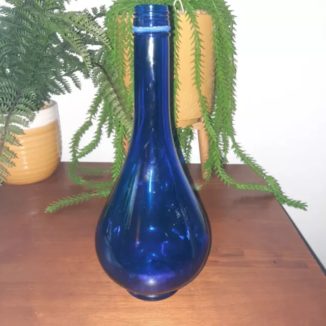 Acqua Della Madonna 26.5 cm Cobalt Blue Italian Teardrop Shape Glass Bottle