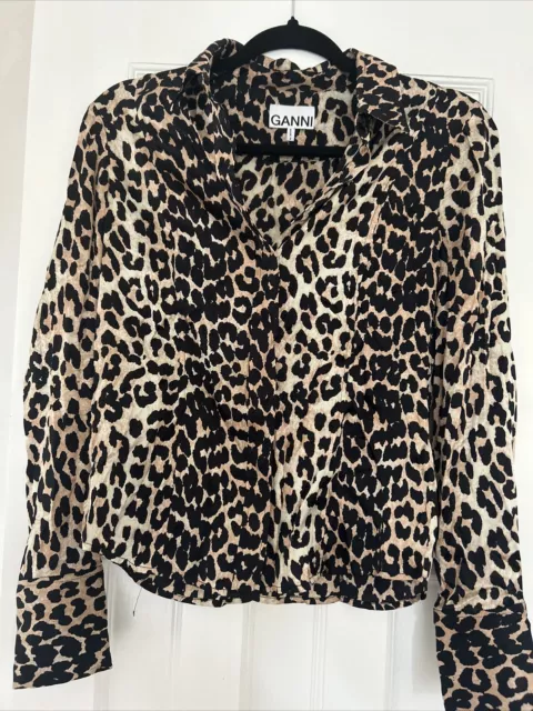 Ganni Silk Blouse Leopard Size 34