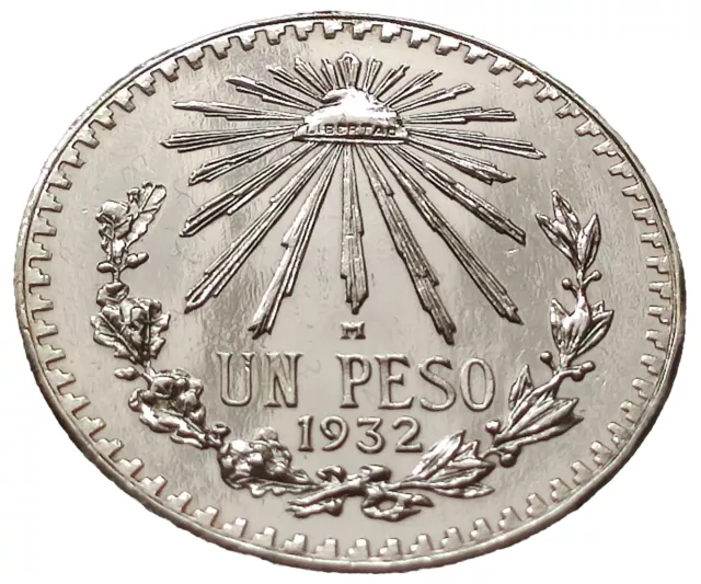 Mexico 1 Un Peso Silber 1932 Estados Unidos Top silver coin Art. 004 - 090
