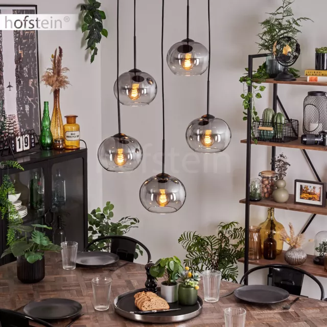 Wohn Ess Raum Beleuchtung Pendel Hänge Lampe Leuchte 5-flammig Rauchglas modern