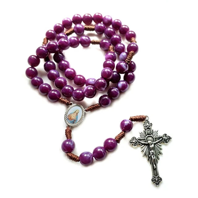 Vintage Rosary Catholic Prayer Bead Necklace Christ for Pendant Neck