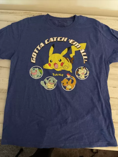 Mens Large Blue Pokemon Gotta Catch Em All T Shirt Pikachu Charizard Squirtle 9 99 Picclick