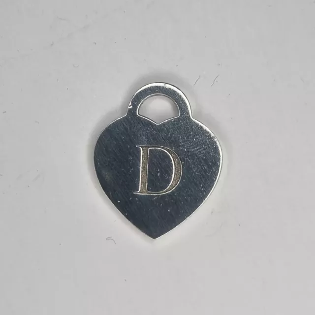 Tiffany & Co Letter D Silver 925 Initial Heart Pendant Charm For Necklace Rtt