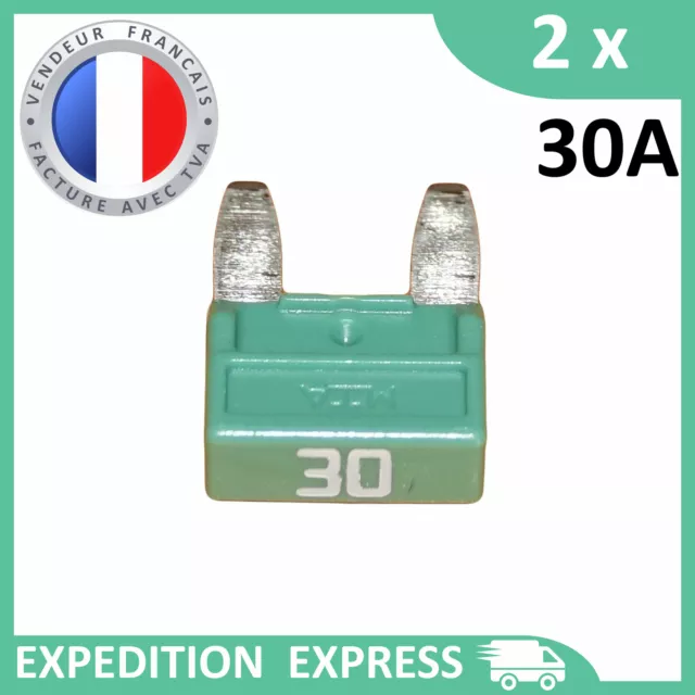2 mini fusibles 30A auto moto à lame vert