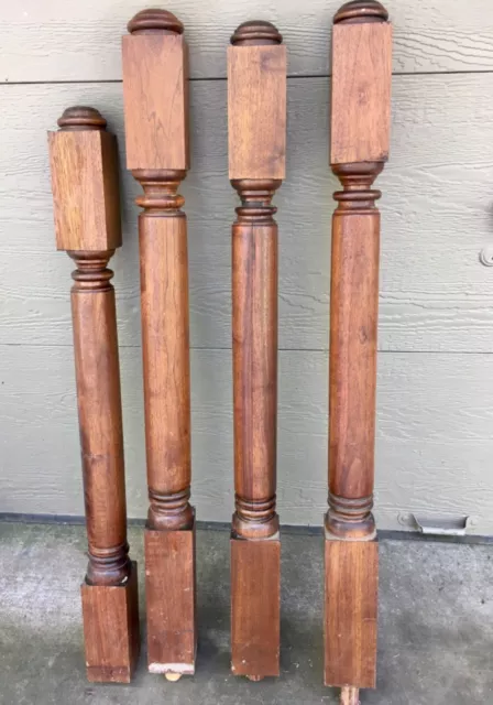 SOLID WOOD Vintage Newel Post 3.5" x 42"-46" Architectural Salvage Turned Square